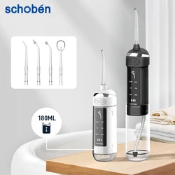 Schoben Water Flossers for Teeth 180ML Oral Irrigator Rechargeable Portable Dental 6 Modes Water Tank Waterproof Teeth Cleaner
