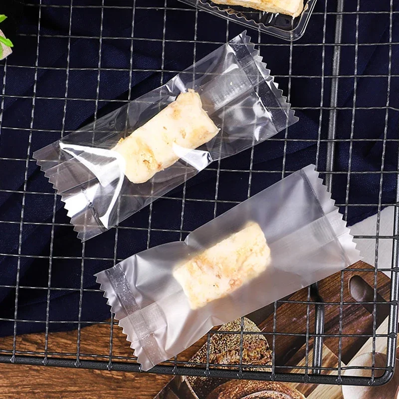 1000Pcs/Lot Nougat Sugar Plastic Bag 4x9.5cm Hot Seal Bags Peanut Candy Wrapping Pounches Handmade Bakery Decoration Packaging