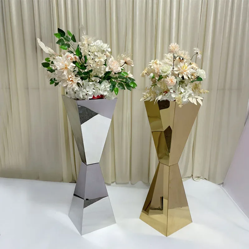 Stainless Steel Flower Stands Vases for Wedding Table Centerpieces Party Decoration - Set of 1/2/5/6/10PCS Road Lead