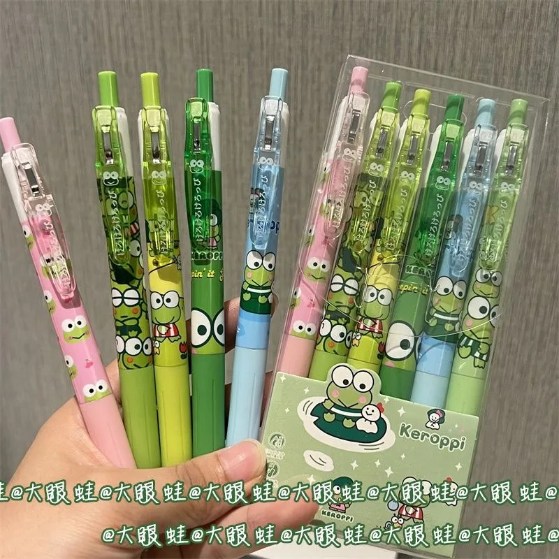 

5pcs KeroKeroKeroppi Anime Kawaii Sanrio Ins Fashion Write Pen Cute Cartoon Children Student Press Pencil Gifts for Kids