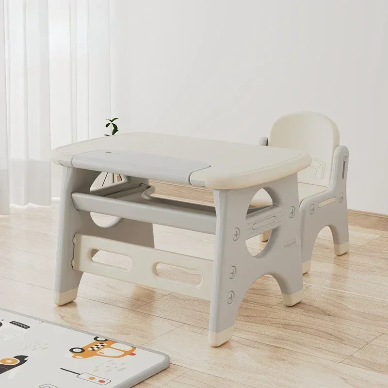 Dinosaur Children's Desk, Baby Reading Table, Plastic Flipping Chair, Early Education Toy Game Table for Home, Kids' Learning