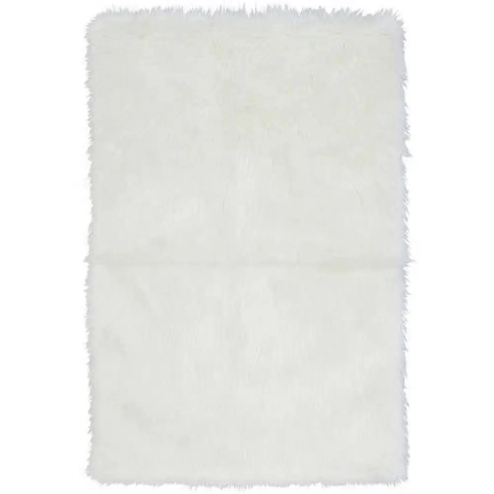 

Flokati Solid White Fur Accent Rug 30X46 in