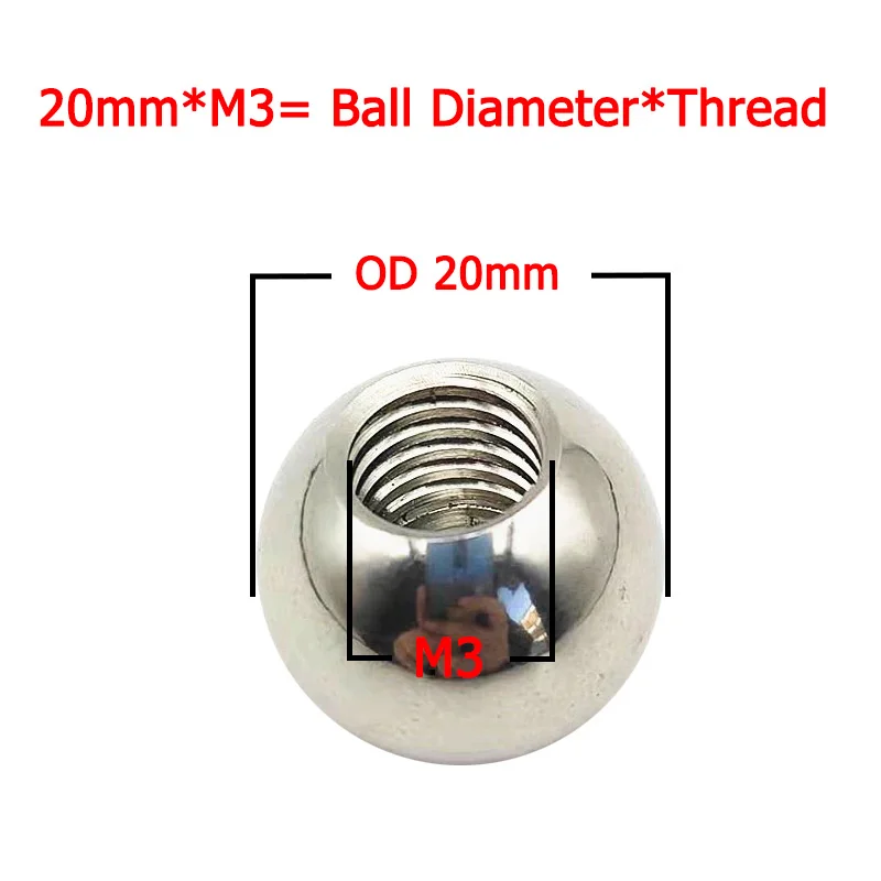 1-50pcs M3 Thread 304 Stainless Steel Balls OD 5/6/7/8/9/10/11/12/14~50mm Solid Half-Hole Balls Drilling Blind Hole Thread Ball