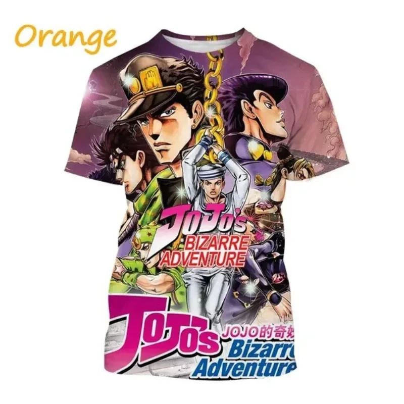 JoJo's Bizarre Adventure Men's 3D Printed T-shirt  Anime Personality Hip Hop Style Casual Wear Round Neck  Summer Fashion Top