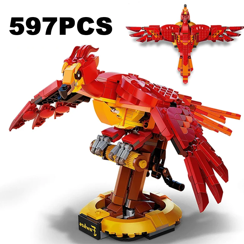 

597PCS Magic Movie Game Phoenix Model Fawkes Educational Assemble Bird Model Bricks Toys For Kid Adults Christmas Birthday Gifts
