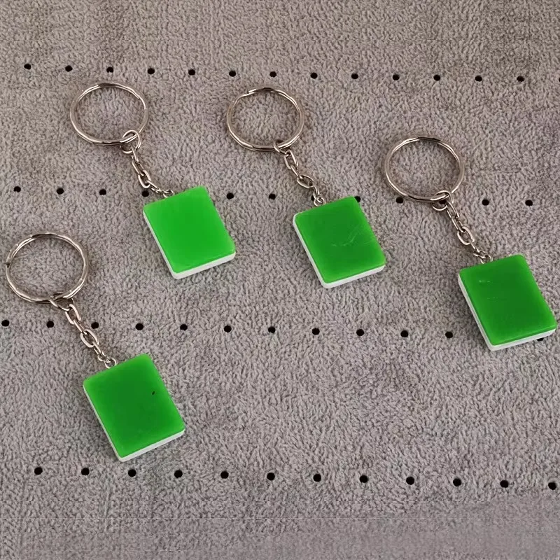 Fashion Creative Resin Chinese Wind Mahjong Brand Keychain, Traditional Green Chinese Pendant Backpack Decorative Craftsmanship