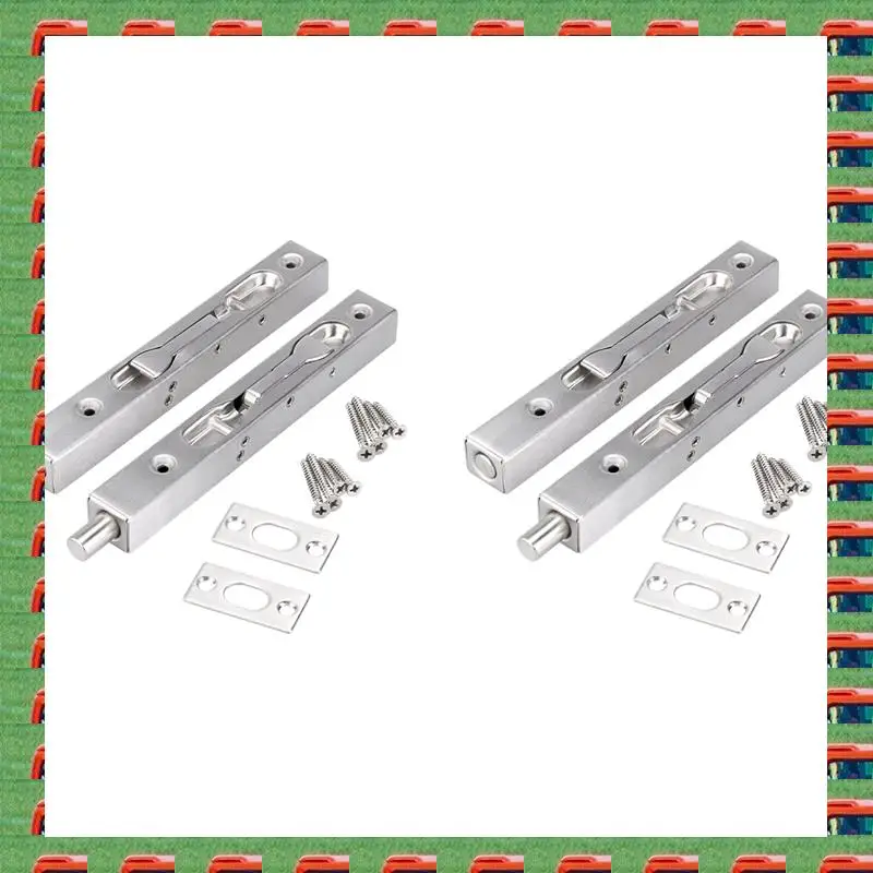 ABMO 4 Pcs Door Flush Bolt - 6 Inch Concealed Security Door Lock For French Doors