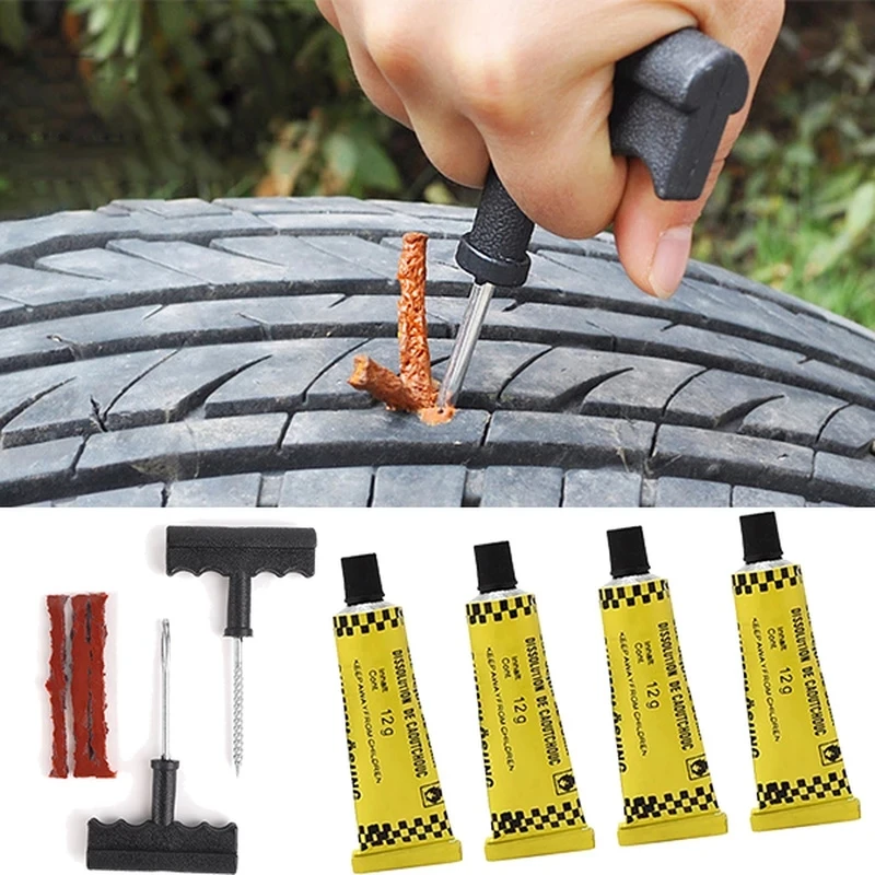 Tire Puncture Repair Tool Car Tire Repair Tool Tire Repair Kit Studding Tool Set Auto Bike Tubeless Tire Tyre Puncture Plug Gara