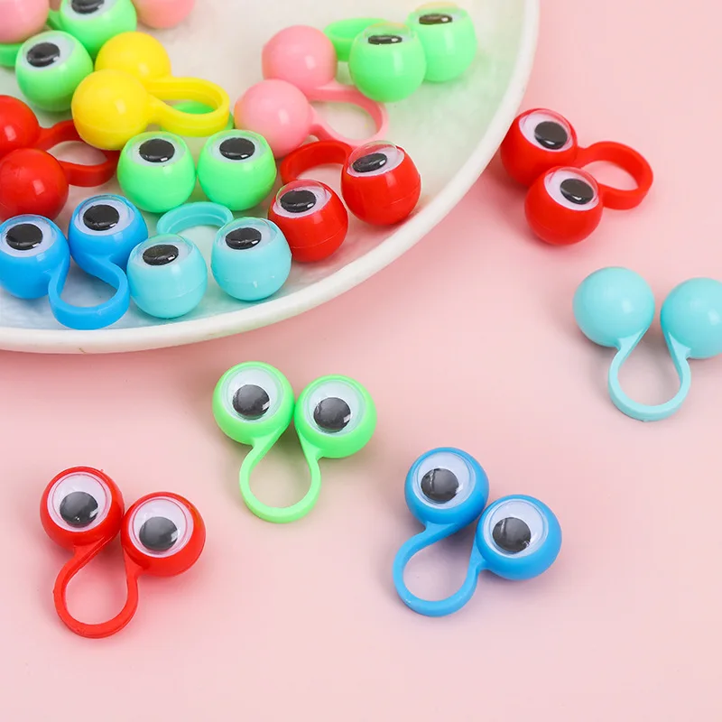 20Pcs Creative Eye Finger Puppets Rings with Wiggle Eyes Toys for Kids Birthday Party Favors Halloween Gift Pinata Fillers