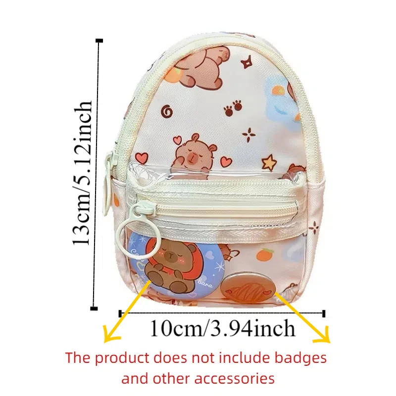 Zaino Design Capybara Custodia Portachiavi Mini portamonete portatile per cartoni animati con gancio Simpatico sacchetto per esposizione di badge anime per ragazze