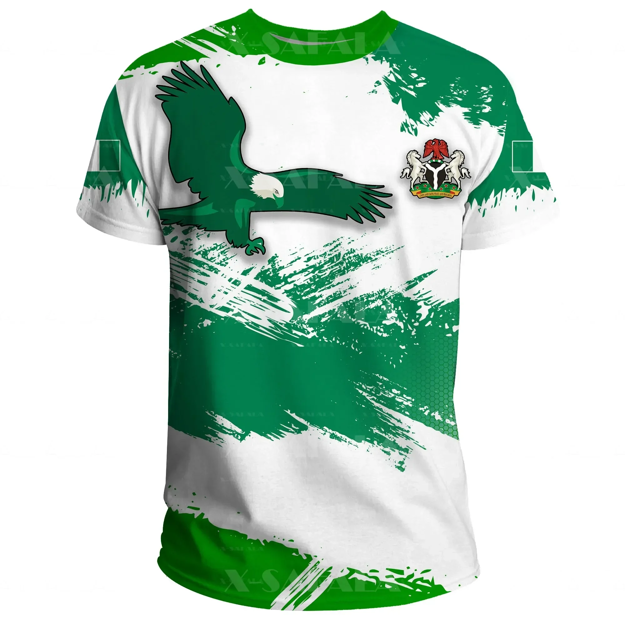 Nigeria Flag With Coat Of Arms 3D Print Mesh Fiber T-Shirt Top Summer Tee Men Streetwear Shorts Sleeve Sport Casual Clothing