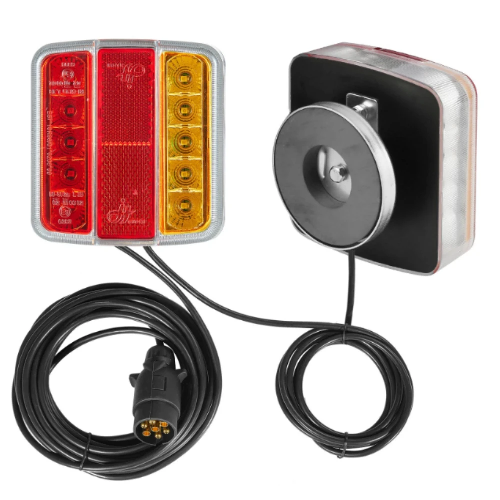1 jeu de feux arrière magnétiques 12V pour remorque LED, 10m, 7 broches, arrêt de frein universel, réflecteur de plaque d'immatriculation, étanche