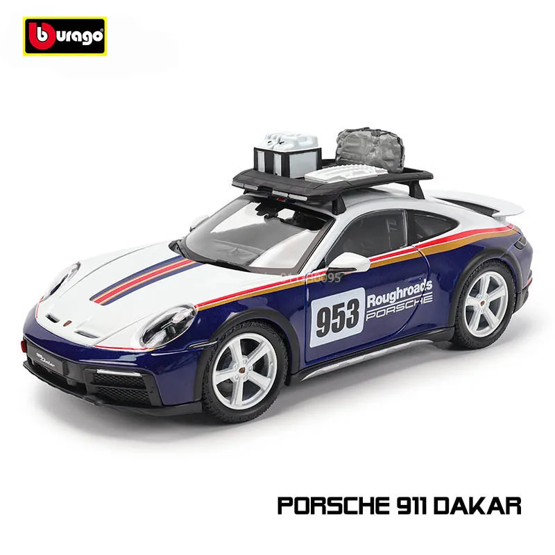 Литая под давлением модель автомобиля BBURAGO Porsche 911 Dakar, масштаб 1:24, металлические готовые товары для коллекции и игр