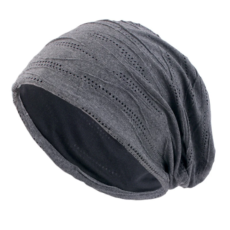 

High Quality Dark Grey Headwear Bandana Cotton Beanies Cycling Sports Cold Cap Running Breathable Hat Cycling Cap Thin Summer