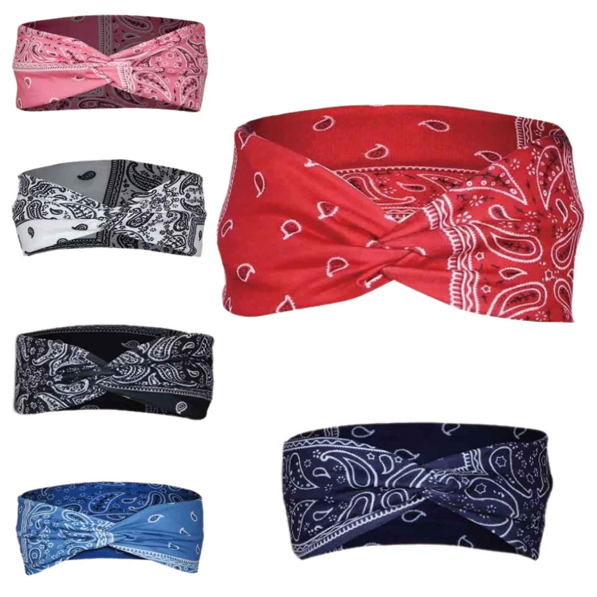 

Amoeba Print Cross Knot Stretch Headband Wide Sweat Absorb Suitable Yoga Sports Headband Face Wash Makeup Daily Hair Accessory