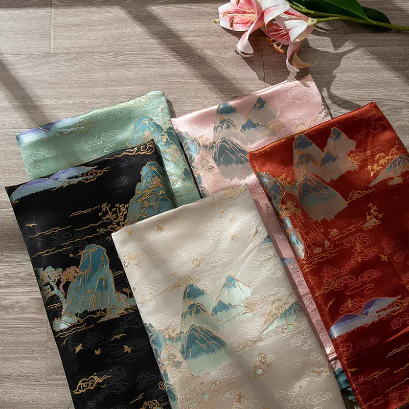 

Пейзажная парча, жаккардовая ткань для юбки Ma Mian, жилет Ханфу, ретро пальто Cheongsam, новая китайская роскошная традиционная одежда