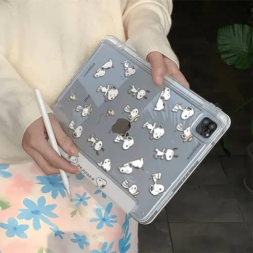 Imagen 2 del producto Funda Simple con Diseño de Snoopy para iPad Air 11, iPad 10ª y 11ª Generación A16, iPad 9ª Generación, iPad Pro 11, 4, 5, 10.9 pulgadas, 12.9 M2, M3, M4, Mini 7, con Soporte para Lápiz