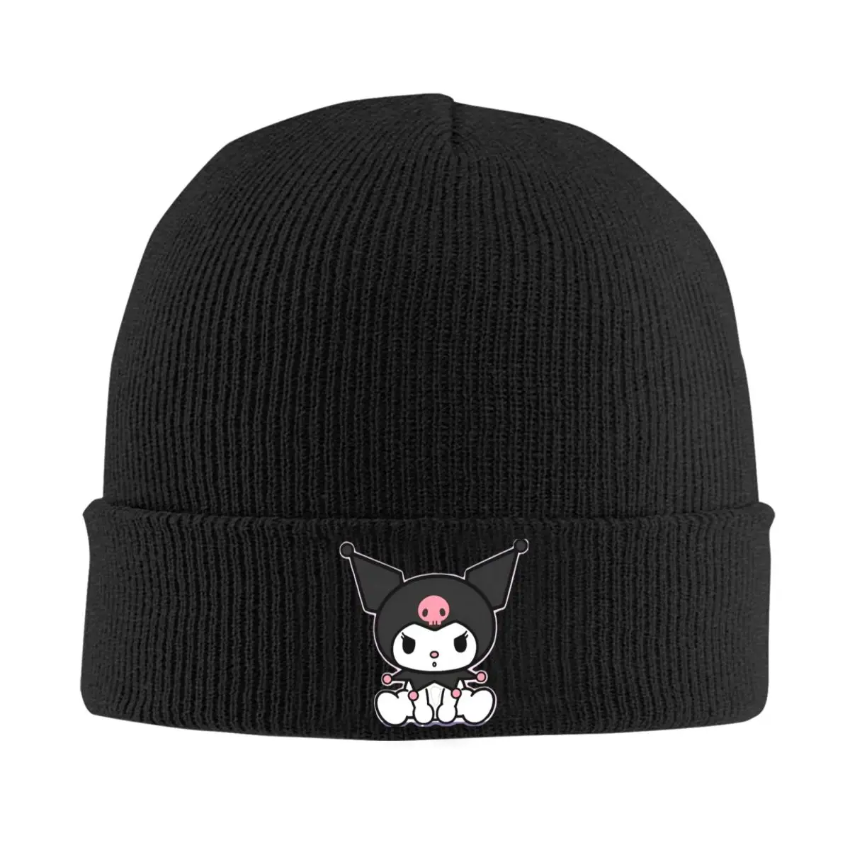 Miniso Sanrio Kuromi Bonnet Hats Japanese Kawaii Cartoon Knitting Hat Men Women Street Warm Beanie Hats Winter Outdoor Sport Cap