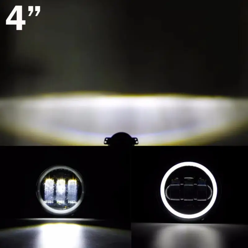 4 "بوصة سيارة LED مستديرة Led أضواء الضباب 30 واط 6000 كيلو الأبيض خاتم على شكل هالة DRL على الطرق الوعرة مصابيح الضباب ل Jee p Wr-angler JK TJ LJ ل دودج