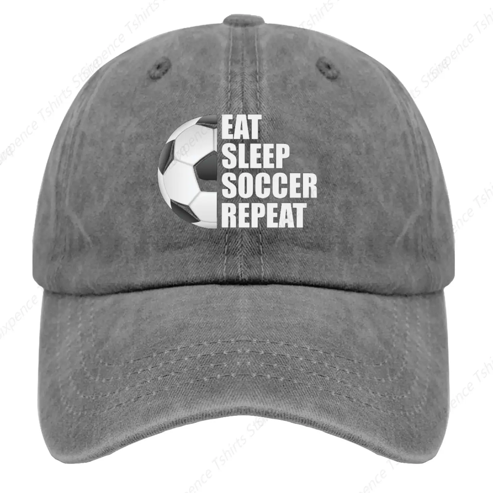 Eat Sleep Soccer Repeat Shirt Soccer Player Coach Hat for Mens Baseball Cap Cool Washed Workout hat Quick Dry Wine Red