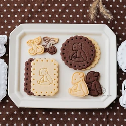 Wave Point Round Square Bear Cookie Cutter Mold Cute Cherry Shaped DIY Fondant Cookie Cutting Die Baking Cake Decorating Tool