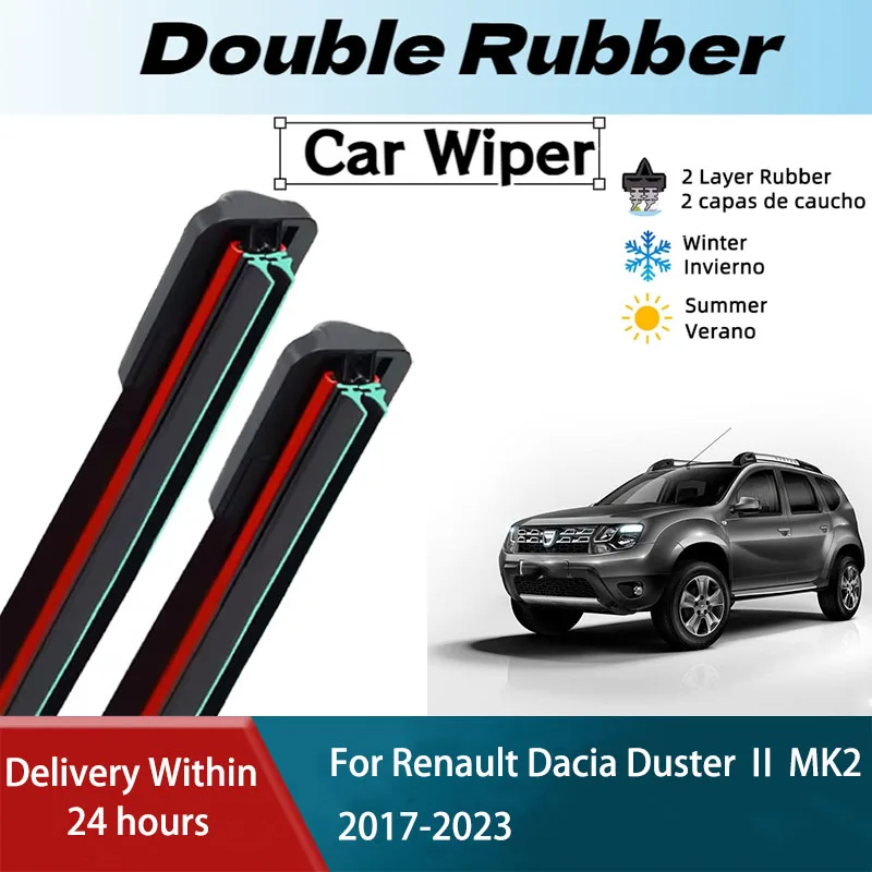Lh lâminas de limpador de pára-brisa dianteiro traseiro para renault dacia duster2 mk2 2017-2023 2018 2019 2020 2021 2022 2 peças acessórios de janela