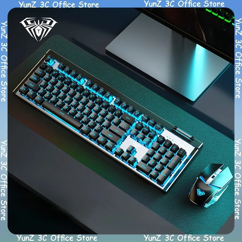 AULA T610 Wireless Mechanical Keyboard and Mouse Set Rechargeable Office and Home Game Keyboard and Mouse Set Ergonomic Keyboa