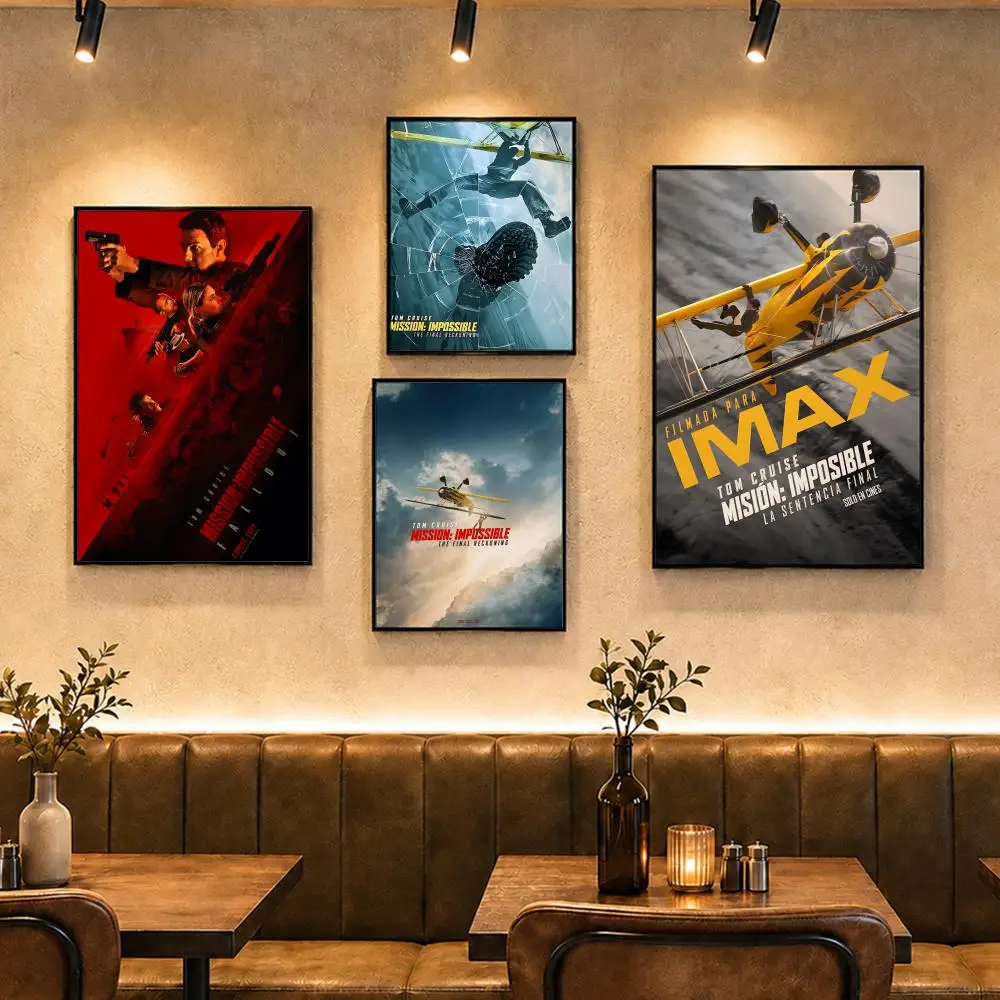 Action Movie M-Mission: ImpossibleS Poster Vintage Retro Anime Poster Stickers Peel and Stick Wall Art Home Decor