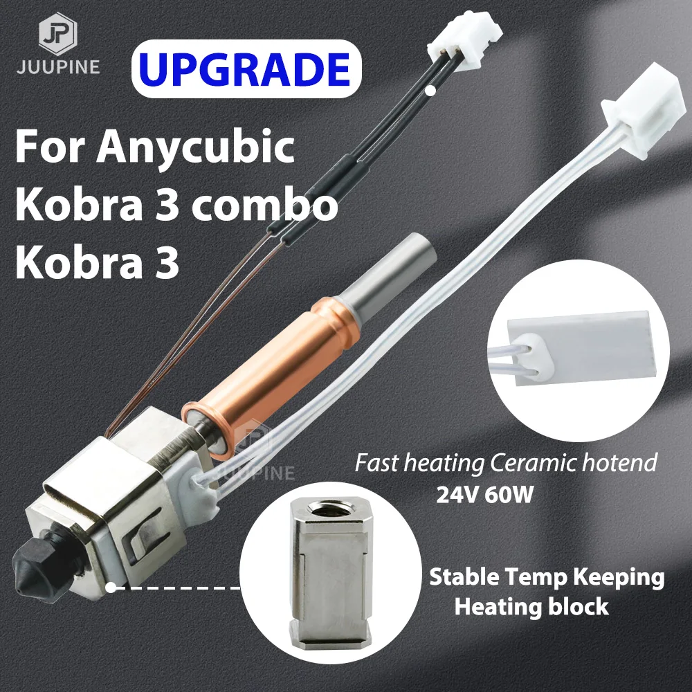 For Anycubic Kobra 3 Hotend Upgrade Ceramic Hotend Kit 24v 60w New Kobra 3 Print Head Kobra 3 Combo Nozzle 3D Printer Parts