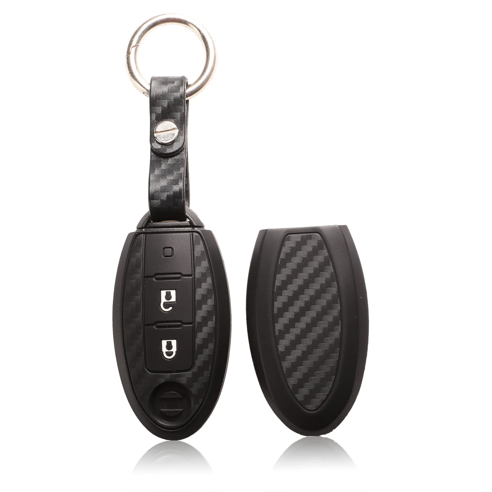 jingyuqin Remote Carbon Silicone Key Cover Case For Nissan X-Trail 370Z Cube Micra Qashqai Juke Leaf Tiida Cube Quest Versa