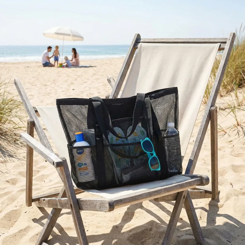 Multifunctional Travel Beach Bag Nylon Mesh Shoulder Beach Storage Bag Large Capacity Outdoor Handheld Swimming Toiletry Bag