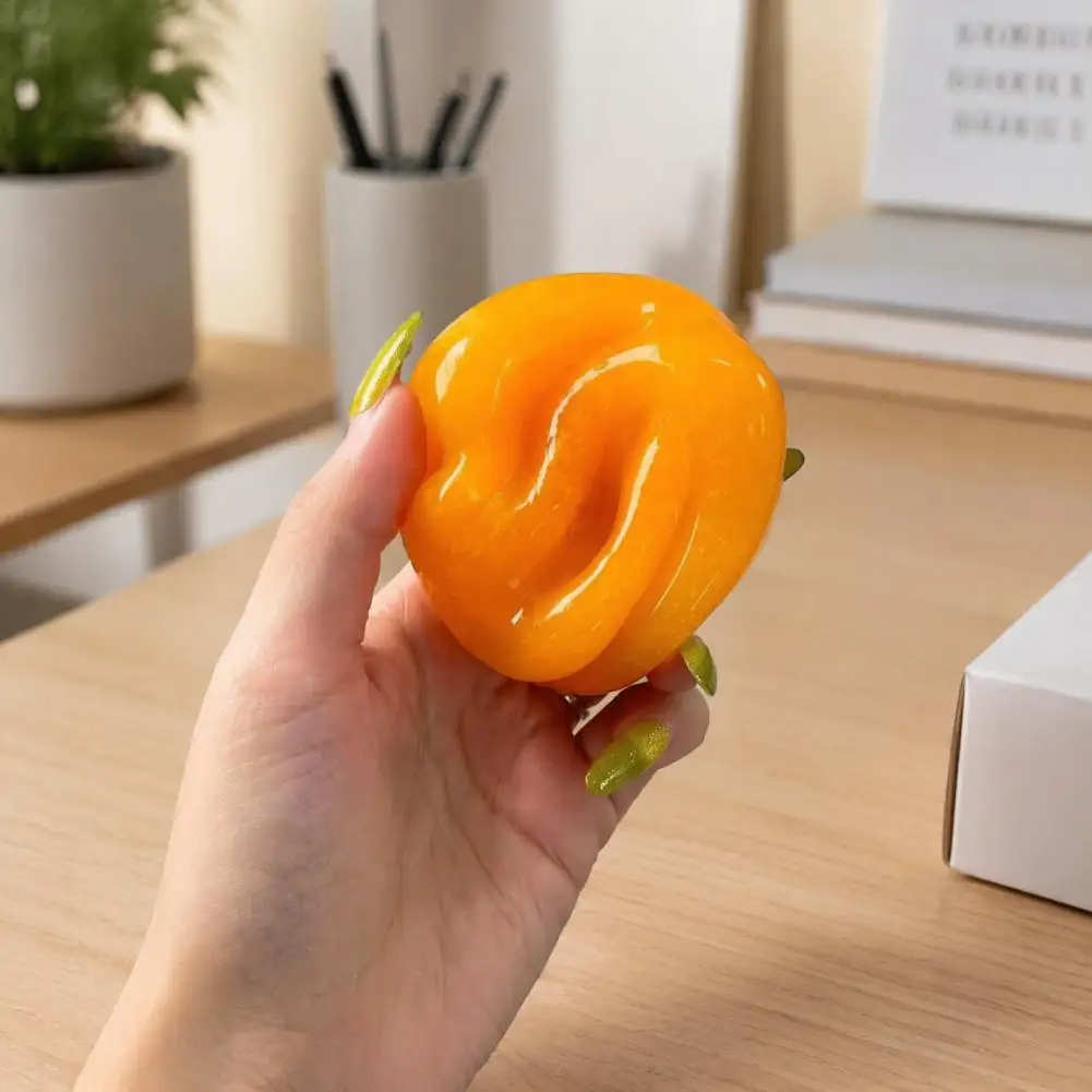 Hand Therapy Fidget Toy Orange Stress Ball Toy Anxiety Relief Fidget Toy Moldable Sensory Ball for Home Office Relaxation