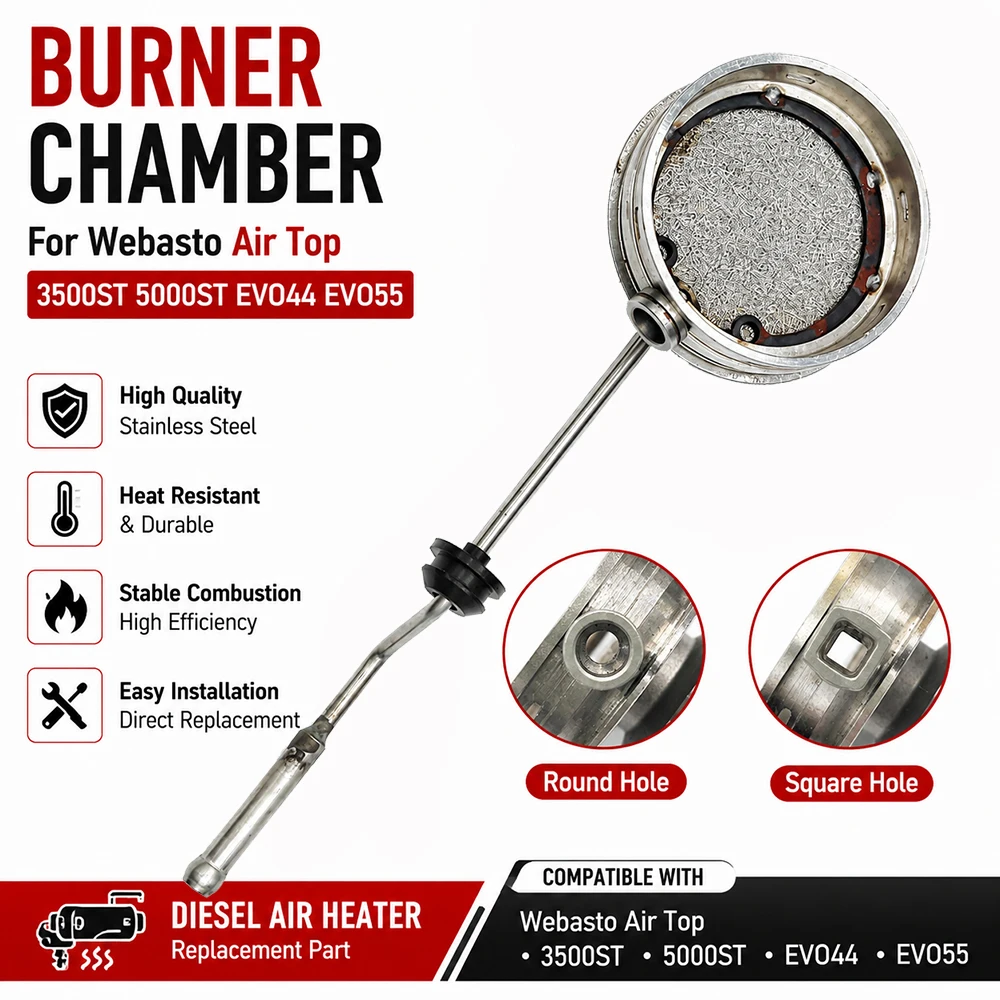 Burner Chamber for Webasto Air Top 3500ST 5000ST EVO44 EVO55 Diesel Heater Round & Square Glow Plug Hole