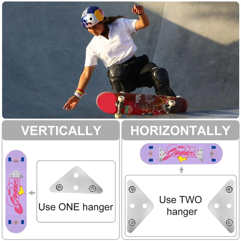 4Pcs Skateboard Wall Mount, Metal Skateboard Hanger With Screw Holes For Skateboard Deck Display Storage