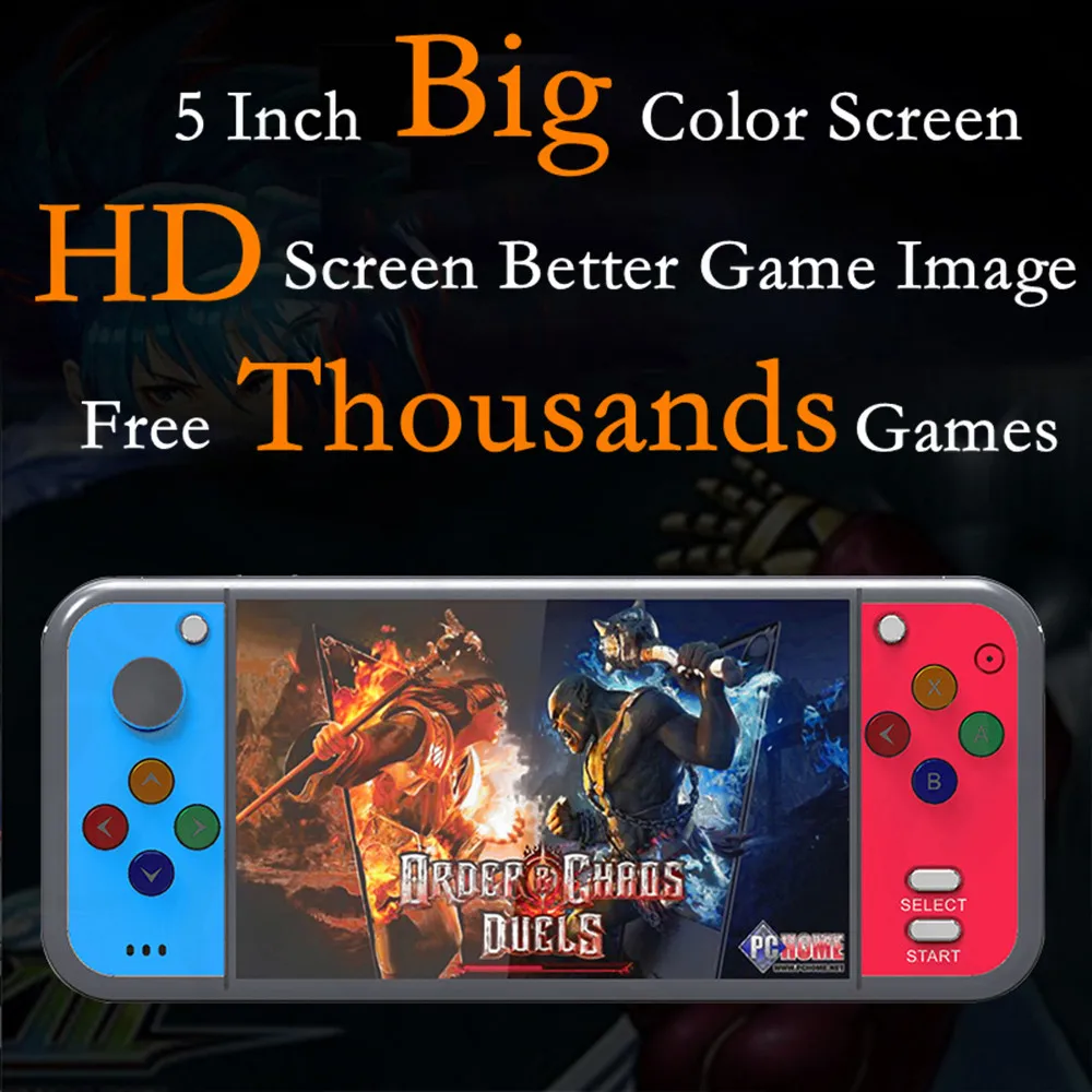 وحدة تحكم ألعاب محمولة كبيرة ، مشغل ألعاب أركاد ، شاشة 5 بوصة ، 8 جيجابايت ، ألعاب ، تلفزيون عالي الدقة ، 8 بت ، 16 بت ، 32 بت