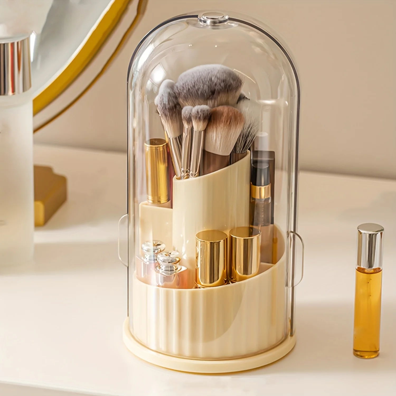 Rotating Makeup Brush Bucket & Lipstick Box - Beauty Holder for Organizing and Displaying Beauty Tools in Style!