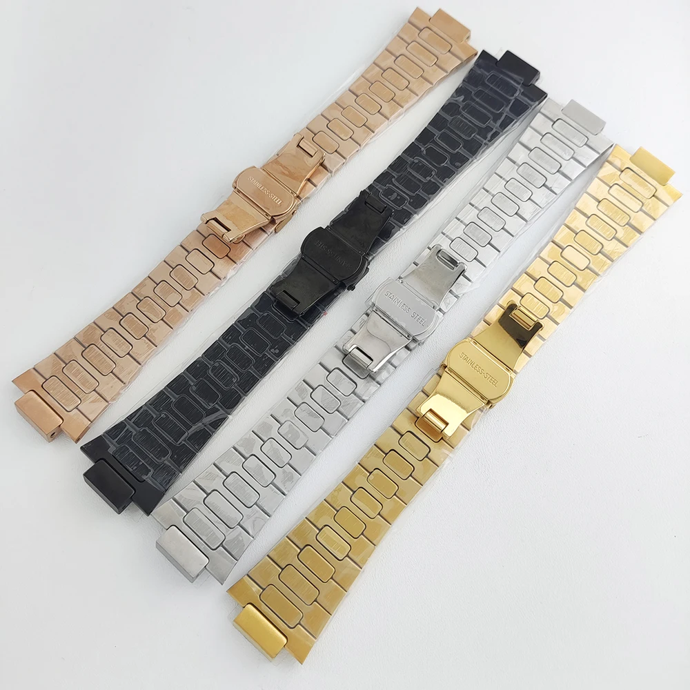 Watch Strap for Nautilus 25mm Solid 316L Stainless Steel Butterfly Buckle Watch Band Watch Accessories
