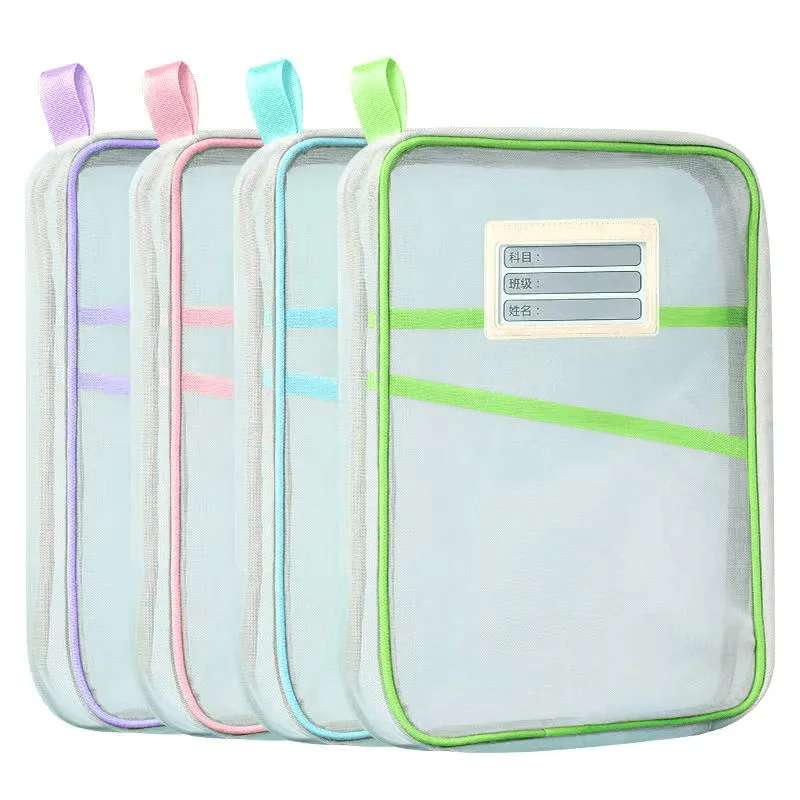 Bolsa A4 de malha de nylon de camada dupla – Bolsa de classificação multiuso para papéis de teste/livros/, para exame e tutoria