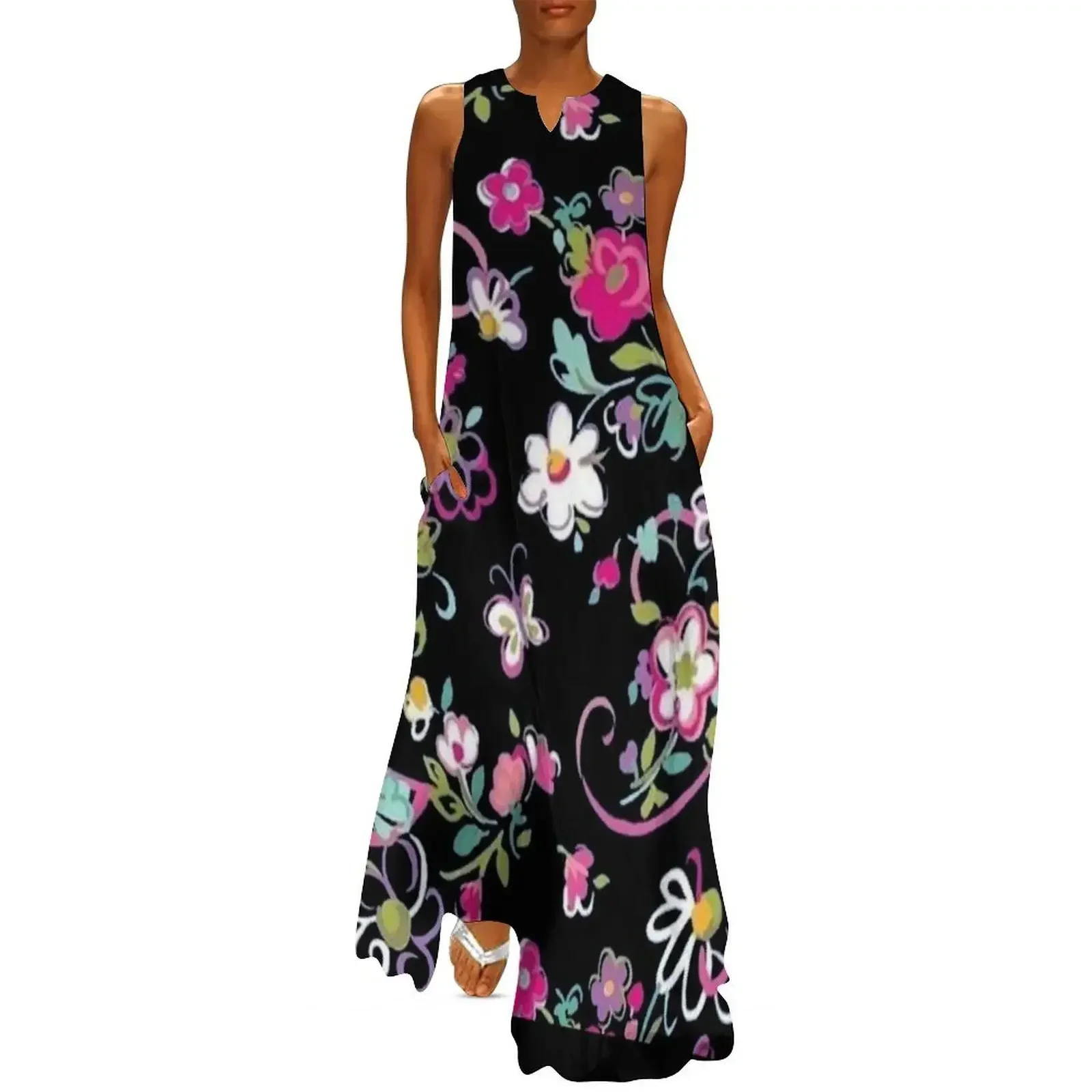 

Pattern 3D flowers, Funny Shirt flowers Long Dress summer clothes for women Women dresses summer Long dress Dress