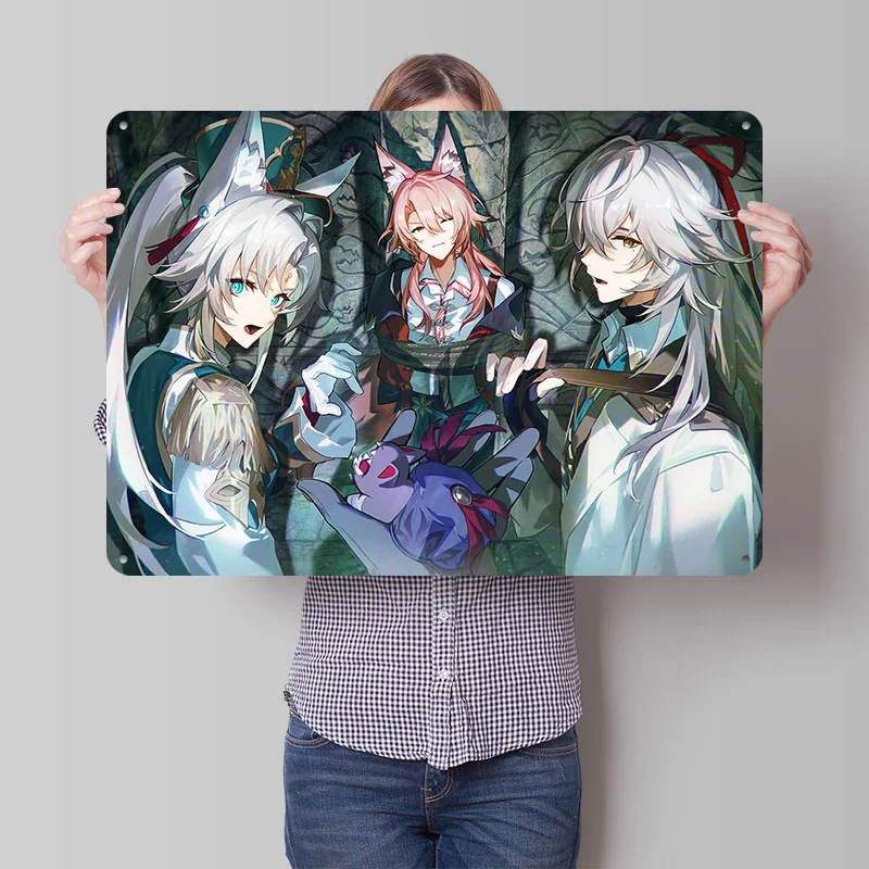 Honkai Star Rail Feixiao And Jing Yuan Poster Retro 3D Printed Metal Signs Customized Wall Hanging Gift for Garage Decoration