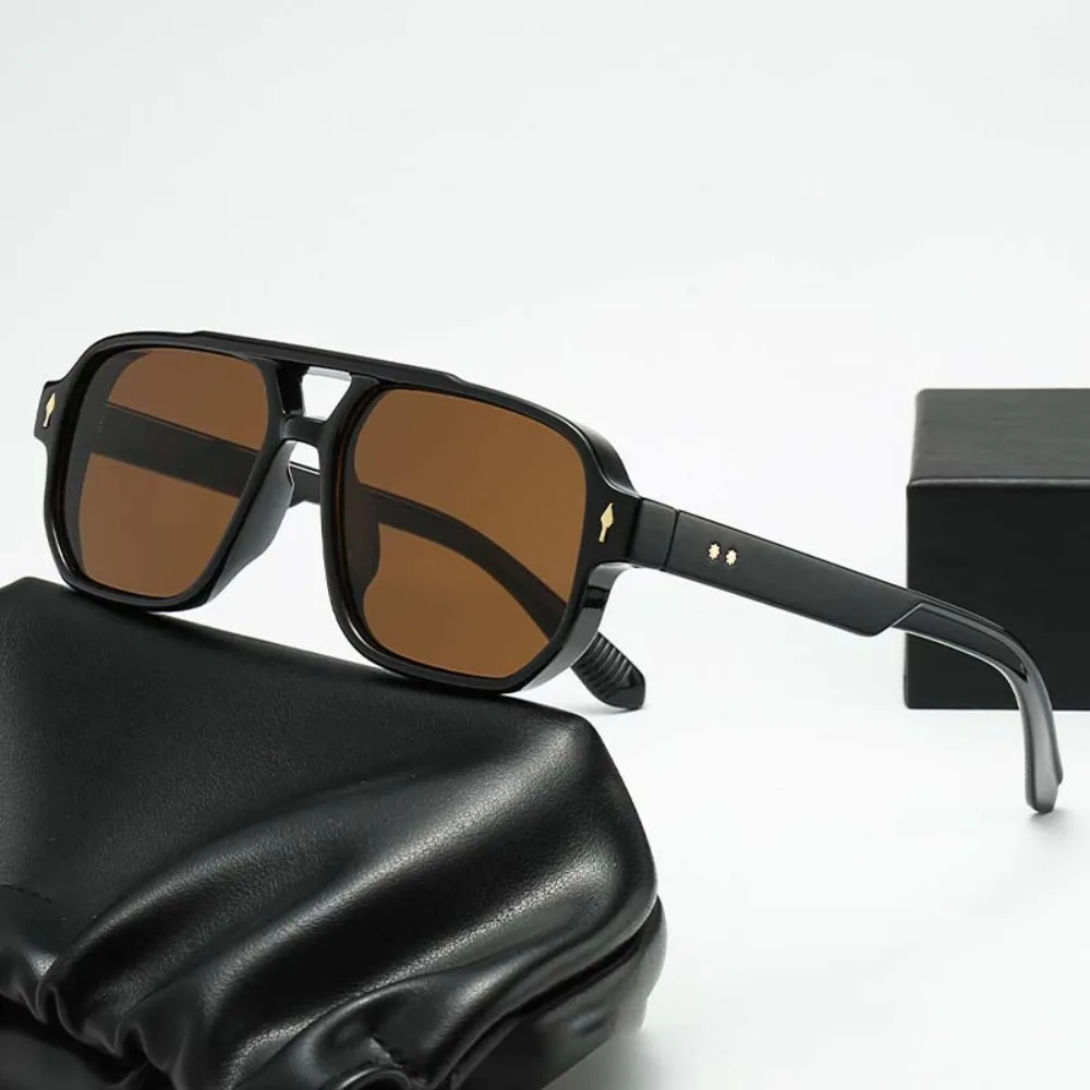 

Catwalk Retro Double Beam Sunnies HD PC Unisex Polarized Sunglasses Leopard Print Eyewear Costume Accessory Anti-UV Glasses Gift