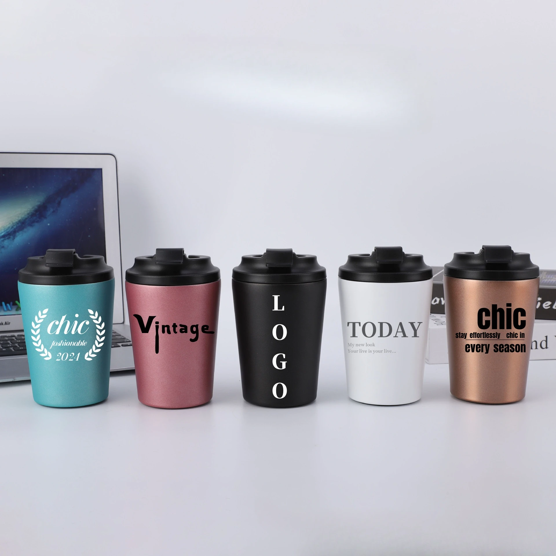 350ml Simple Stainless Steel Thermos Cup for Direct Drinking Car Small Coffee Milk Cup Colorful Water Cup Double-layer Vacuum