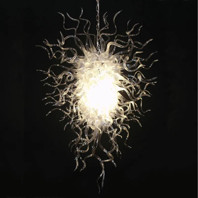Hand Blown Glass Chandeliers Modern LED Chain Pendant Lamps AC 110-240V Transparent Color