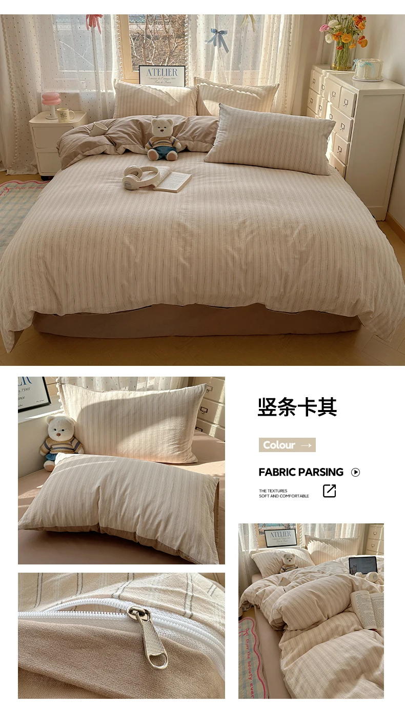 100% Cotton Yarn-dyed Duvet Cover Set or Single Quilt Covers Skin-friendly Breathable Blanket Cover Soft Plaid Comforter Cover