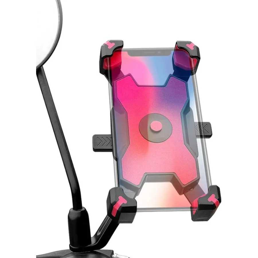 

Motorcycle Phone Mount with 1s Auto Lock and Quick Release Feature for Secure and Easy Access on Moped Scooter Rear View Mirror