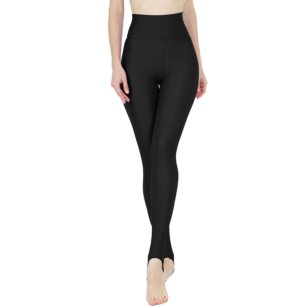 AOYLISEY Women Black High Waisted Leisure Leggings With Stirrup Skinny Plus Size Spandex Elastic Fitness Spring Workout  Pants