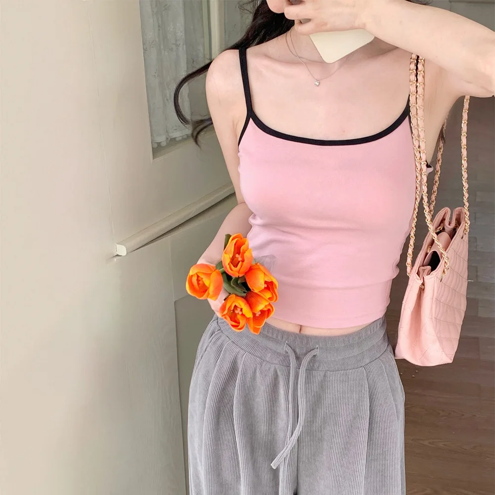 Top in puro cotone piccante per ragazza color blo ter con imbottitura sul petto, lunghezza ortodontica, strato base, capispalla da donna, estate 2025