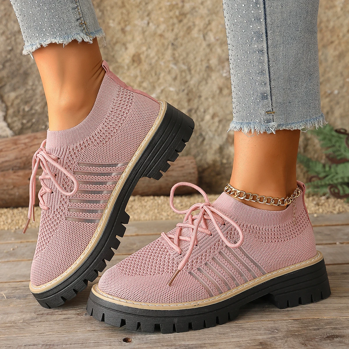 

*Весна-лето, новые сексуальные элегантные повседневные туфли на сетке на грубом каблуке, модные удобные женские туфли на толстой подошве с круглым носком