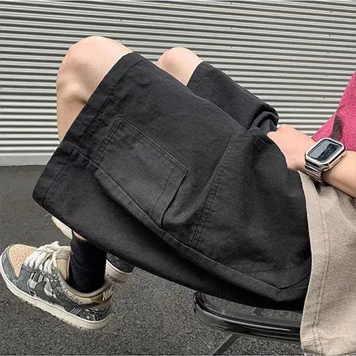 

Korean Khaki Cargo Shorts for Men and Women in Summer Y2K Japanese Retro Casual Wide-leg Harajuku Trendy Sports Shorts