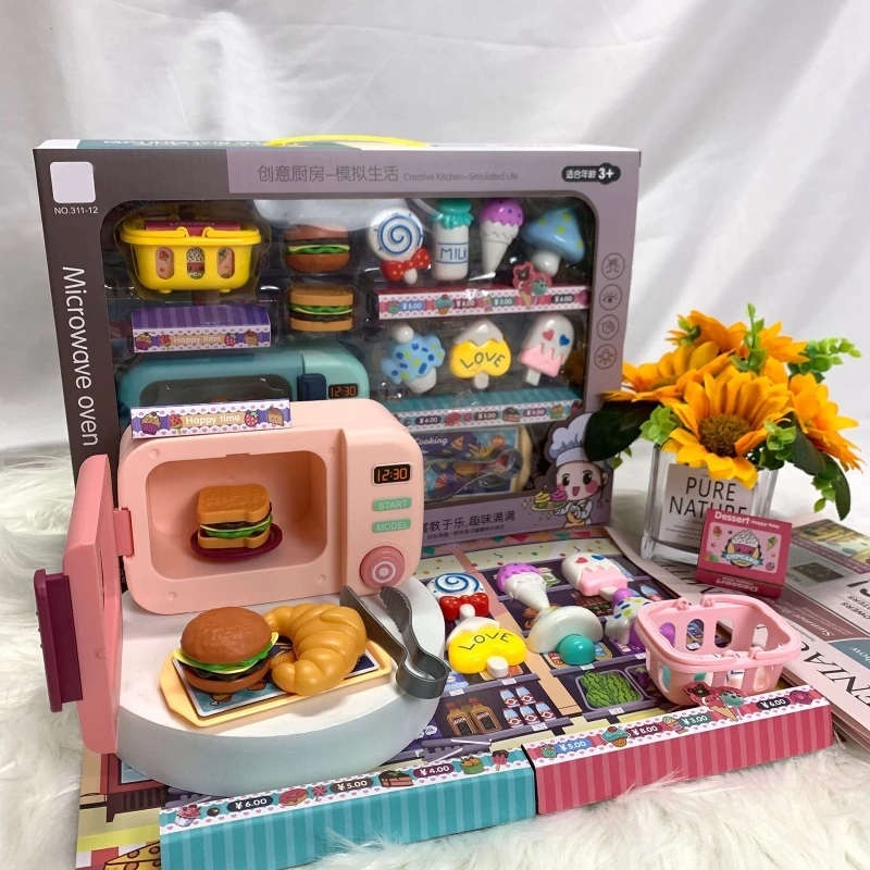 F19F Realistic Kitchen for Play House Electronic Microwave Girls Best Gift